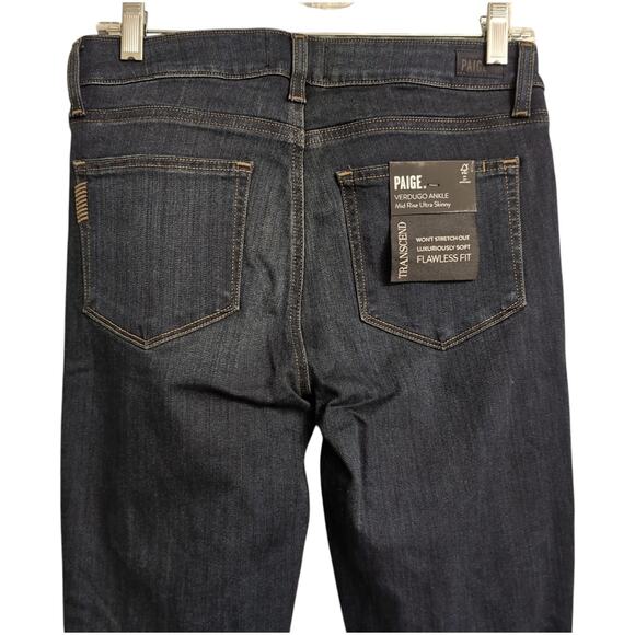 NWT Paige Verdugo Ankle in Attica Dark Wash 5 Pocket Skinny Jeans Size 28 - Picture 5 of 14